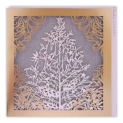 Clintons: Tarjeta de Navidad general del árbol de Navidad, tarjeta de árbol de Navidad cortada con láser, tarjeta de Navidad general, tarjeta de Navidad individual, oro, 192 x 192,1169591