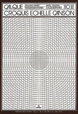 Canson, Papel de calco para bocetos, Suave, 110g, Encolados por el lado corto, A4-21x29,7cm, Transparente, 50 Hojas