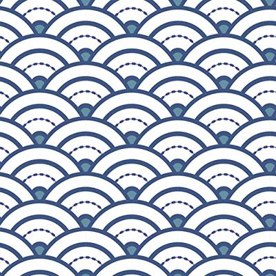 DRAEGER - Carrelage Adhésif Mural - Stickers Carrelage pour redécorer Facilement Votre intérieur - Lot de 6 Carrés Adhésifs Vague seigaiha Japonaise Bleue 15 x 15 cm