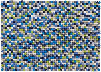 myfelt Fritz Tapis de Feutre à Billes rectangulaire en Laine Vierge Vert/Bleu, Laine Vierge, Vert/Bleu, 200 x 300 cm
