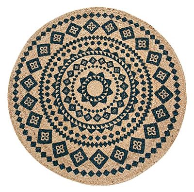 Luxor Living Tappeto Mamda – Tappeto rotondo in iuta – adatto anche come tappeto per camera da letto – tappeto boho sostenibile – tappeto passatoia – naturale 120 cm ornamento rotondo