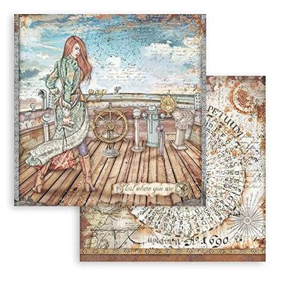 STAMPERIA INTERNATIONAL, KFT Scrapbooking Double Face Sheet Lady Vagabond Lifestyle Rudder, Various, 30,5x30,5 cm