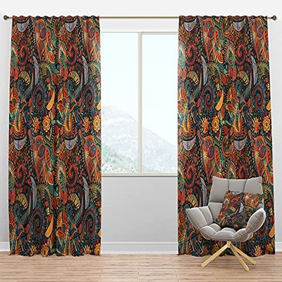 DesignQ Verduisterende gordijnen 'Paisley Floral Pattern' Gordijnen voor slaapkamer, gordijnen voor woonkamer, gordijnen en gordijnen - thermisch geïsoleerd - enkel paneel -52x63 cm