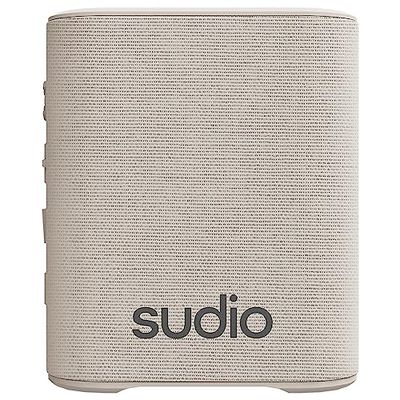 Sudio S2 Beige, Altoparlante Bluetooth con suono forte e bassi profondi Lungo Tempo di riproduzione IPx5 Impermeabile Bluetooth 5.3 TWS Pairing Altoparlante portatile compatto wireless per casa