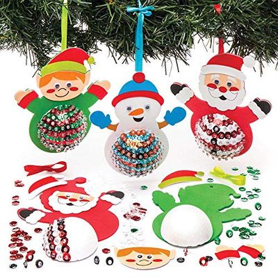 Baker Ross Kits De Adornos De Personajes Navideños Para Decorar Con Lentejuelas (Paquete De 3) Manualidades Navideñas Infantiles, Varios
