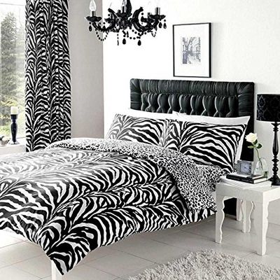 GC GAVENO CAVAILIA Printed Design Duvet Cover Set Capa de edredão de polialgodão de luxo, macia e aconchegante, conjunto de cama quente, mistura de poliéster e algodão, fecho, branco/preto, duplo,