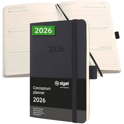 SIGEL C2623 Wochenkalender Conceptum 2026, ca. A6, schwarz