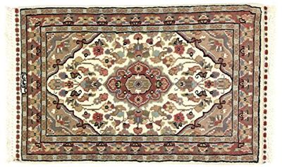 Eden Carpets Kashmirian Fondo Seda Alfombra Anudado a Mano, Lana, Multicolor, 61 x 95 cm