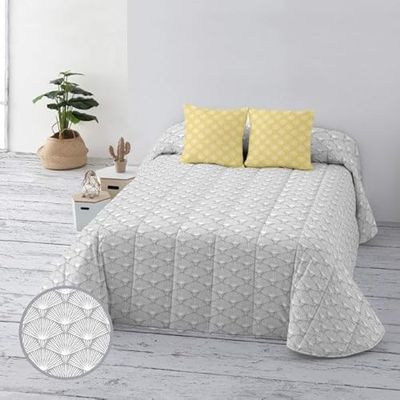 BELUM Couvre-lit Bouti 100 GR Lit 150/160 Dimensions du Produit : 250 x 270 Tissu : 100% Coton Biologique 175 Fils Certificat Oeko-Tex Modèle : Nashik Gris