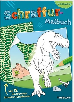 Schraffur-Malbuch. Dinosaurier: Mit 12 dinostarken Muster-Schablonen, zum Ausmalen für Kinder ab 5 Jahren