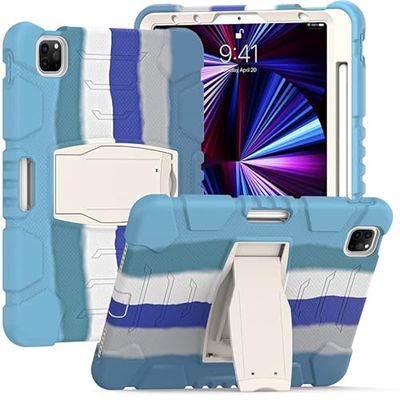 Samsung TAB 8.4 inch T307 Cover with Support, Durable, Hybrid, Shockproof, Resistant, Triple Layer, Silicone Protective Case for Kids Tablet (Light Blue)