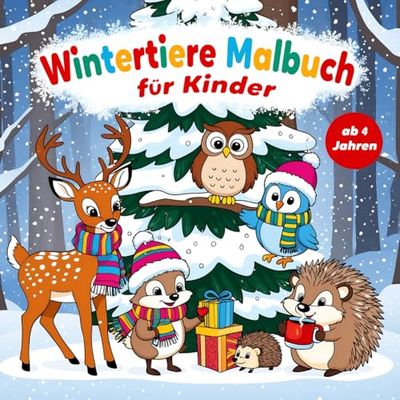 Wintertiere Malbuch für Kinder ab 4 Jahren: 50 süße Winter Tiere Ausmalbilder für Jungen und Mädchen