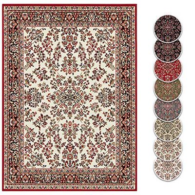 HANSE Home Tapis de Salon Oriental Design à Poils Courts, Aspect Zabul Persan, pour Salle à Manger, Salon, Chambre à Coucher, crème/Rouge, 140 cm