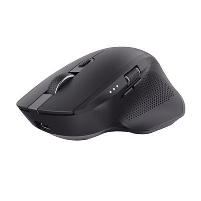 Trust Ozaa+ Multidevice Wireless Mouse Bluetooth + 2.4GHz, Programmable Silent Mouse, Side Scroll Wheel, 60% Recycled Plastics, Rechargeable Bluetooth Mouse for Laptop PC Computer Mac - Black