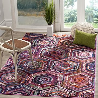 Safavieh gewassen tapijt modern patroon, MNC224 MNC224. 160 x 230 cm roze/meerkleurig.