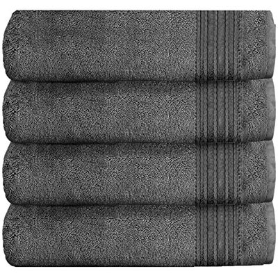 GC GAVENO CAVAILIA Extra Absorbent Luxury, Ultra Soft New Hampton 100% Ringspun Cotton Bath Towels, Pack of 4, Egyptian, Charcoal, 70x120 Cm