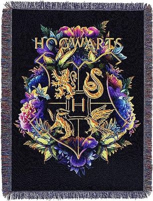 Harry Potter Coperta in poliestere, fogliame scolastico, 100 x 150 cm