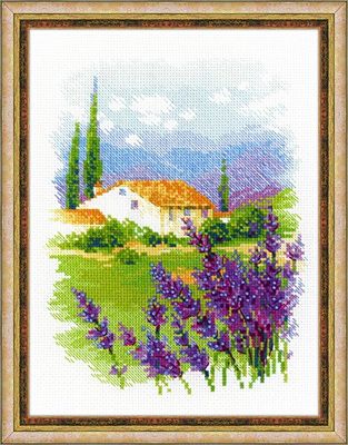 Riolis Kit pour point de croix Motif ferme en Provence, coton, multicolore, 18 x 24 x 0,1 cm