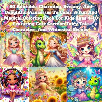 50 Adorable, Charming, Dreamy, And Delightful Princesses To Color: A Fun And Magical Coloring Book For Kids Ages 4–10 Featuring Cute Cartoon Fairy Tale Characters And Whimsical Scenes