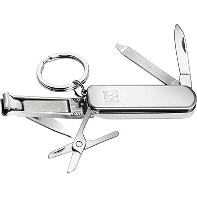 ZWILLING Manicure pedicure multi-tool (portachiavi con forbici per unghie, tagliaunghie e lima per unghie), argento, 60 mm