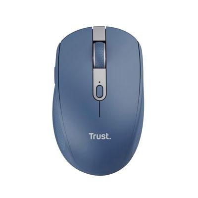 Trust Ozaa Silent Wireless Mouse Bluetooth + 2.4GHz, Compact Multidevice Mouse, 60% Recycled Plastics, Rechargeable Bluetooth Mouse for Laptop PC Computer Windows Android Mac - Blue
