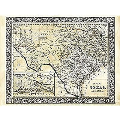 Mitchell 1860 Karte Texas County USA State ungerahmt Wandbild Kunstdruck Poster Home Decor Premium