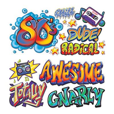 Beistle 52070 Printed 80's Grafitti Props, 3" to 3' 7", 15 Pieces In Package