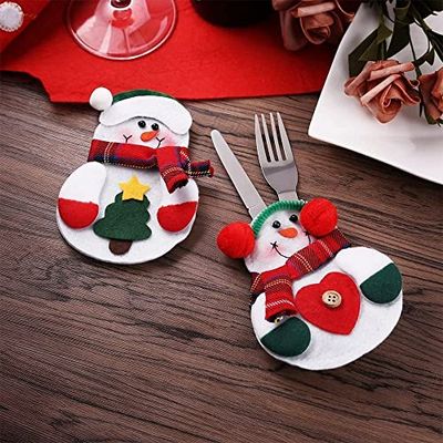 Uten Christmas Cutlery Bags, Knives and Forks Bag Decorative, Snowman Costume Cutlery Bag, Christmas Decoration, 2PCS