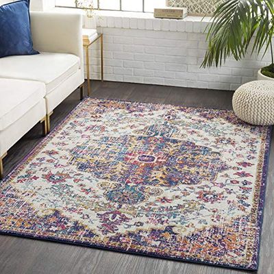 Konstnärlig vävare Odelia område matta 3'11" x 5'7" Lila/grå