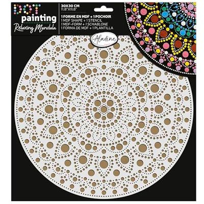 Aladine - Kit Pochoir & Support Mandala 30 cm - Pour Créer Mandalas en Dot Painting - Peinture sur Galet, Bois, Tissus, Toiles - Dotting Peinture Points - Loisirs Créatifs - 85507