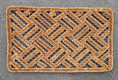 oKu-Tex Capacho | Capacho | capacho | felpudo de grelha de arame Brush Design 1 | com escova | espinha de peixe, tapete de coco com malha de aro, para exterior, antiderrapante, 40 x 60