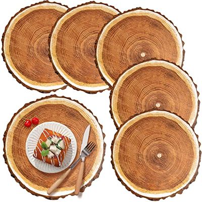 Eaasty Lot de 100 Sets de Table jetables Ronds en Papier Rustique Vintage pour l'été, Le Printemps, l'automne, Les dîners de Campagne, Les fêtes de Mariage, Les décorations de Style Pastoral