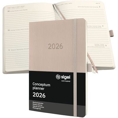 SIGEL C2630 Wochenkalender Conceptum 2026, ca. A5, taupe