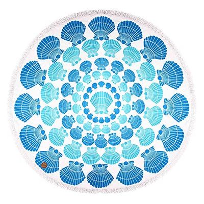 Helio Ferretti Serviette Ronde, Serviette d'été Bleue, Grande Serviette Circulaire.