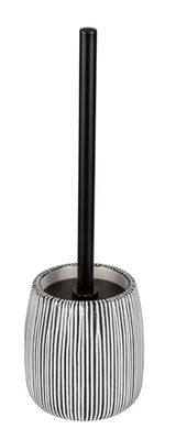WENKO Pascoli - Escobillero de Inodoro (cerámica, Acero Inoxidable, diámetro de 12 cm, Altura de 38 cm), Color Blanco y Negro