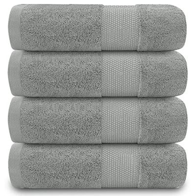 GC GAVENO CAVAILIA Set di asciugamani ad asciugatura rapida, confezione da 4, asciugamani altamente assorbenti di alta qualità, 100% cotone egiziano, Miami, carbone