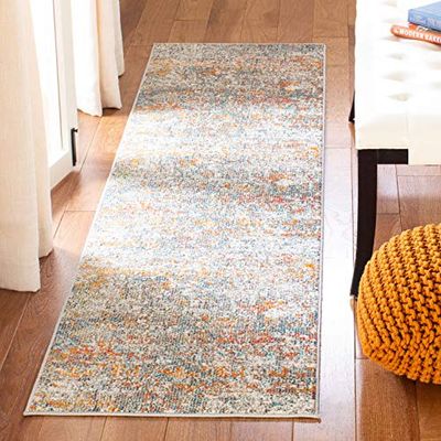 Safavieh Alfombra contemporánea para salón, Comedor, Dormitorio, colección Madison, Color Gris y Naranja, 61 x 244 cm