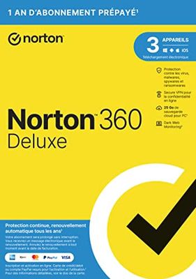 Norton™ 360 Deluxe 2025 |3 Appareils |12 Mois|Envoi par la poste