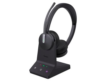 Yealink WH64 Dual UC-headset inklusive basstation – universell kompatibilitet, tvåöradesign, brusreducering, USB-port