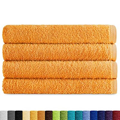 Eiffel Textile Handdoeken, badstofkwaliteit, 400 g, Egyptisch katoen, 100% saffraan, douche, 70 x 140 cm, 4 stuks