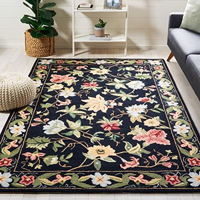 Safavieh Tapis Traditionnel pour Salon, Salle à Manger, Chambre à Coucher - Chelsea Collection, Tapis à Poil Court, Noir et Multicolore, 90 x 90 cm