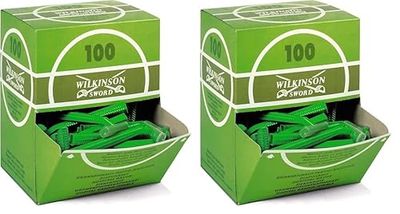 Wilkinson Sword Hospital - Caja de 100 Cuchillas de Afeitar unisex, verdes, de Acero aleado, Desechables con Caja Dispensadora Aptas para Uso Pre-Operatorio en Hospitales y Centros Sanitarios