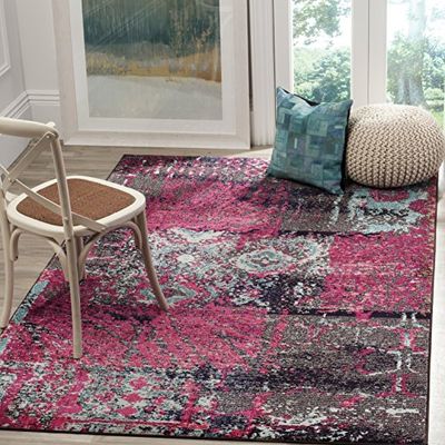 Safavieh gewassen tapijt modern patroon, MNC210 MNC210 160 x 230 cm roze/meerkleurig.