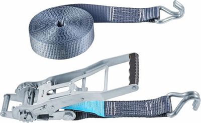 Connex Sjorband - tweedelig - 8 m x 50 mm - 5000 kg maximale belastbaarheid - met spanratel & puntige haak - van polyester/spanband/ladingbeveiliging/ratelgordel / B34418