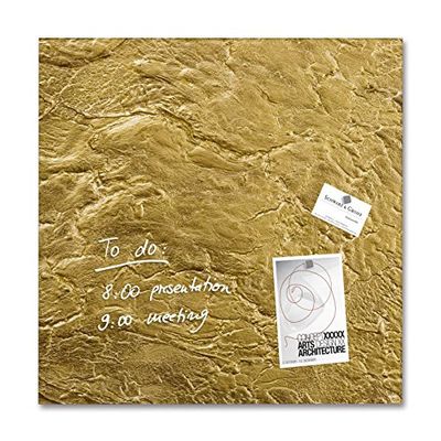 SIGEL GL262 Premium glas-magneetbord, 48 x 48 cm, motief metallic goud, hoogglanzend, TÜV-getest, eenvoudige montage, Artverum