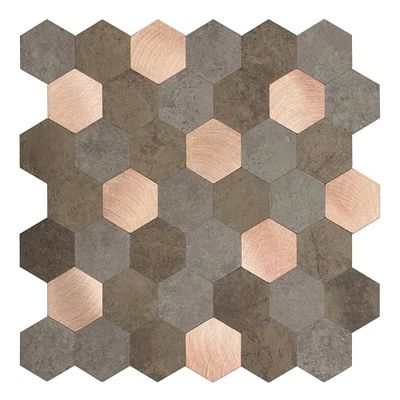 d-c-fix Premium Metal & Stone Hexagon Tile - 29 x 28.8 cm - Washable, Waterproof, Scratch Resistant - Kitchen & Bathroom - 1 Tile