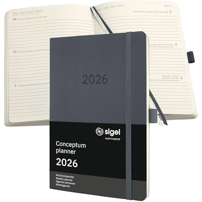SIGEL C2636 Wochenkalender Conceptum 2026, ca. A5, dunkelgrau