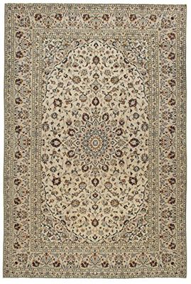 Keshan Beige Persian Handwoven Rug, Wool, 300 x 200 x 1 cm