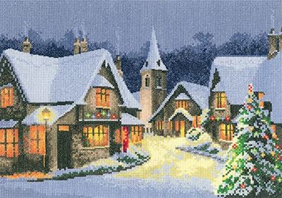 Kerstdorp 28 tellen Evenweave kruissteek borduurset