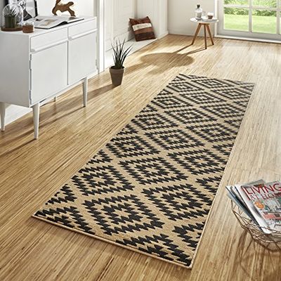 Hanse Home Tapis Nordique - 80 x 450 cm - Doux - À Poils Courts - Moderne - Design Losanges - pour Couloir, Chambre à Coucher, Chambre d'enfant, Salle de Bain, Salon, Cuisine - Marron